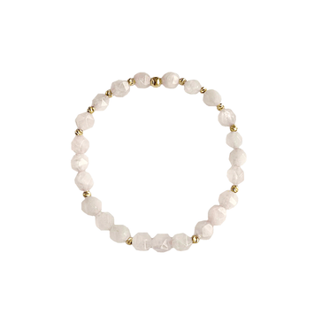 Bratara cuart roz si bilute - Aur galben de 14K