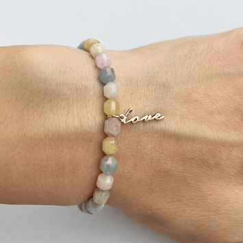 Bratara morganit si pandant love - Aur galben de 14K