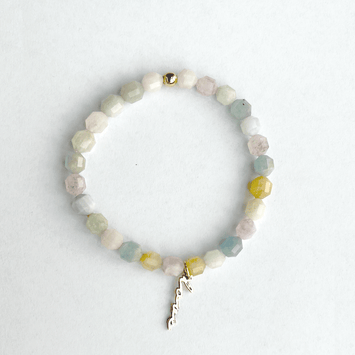 Bratara morganit si pandant love - Aur galben de 14K