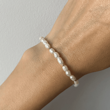 Bratara cu perle de cultura mici - Aur galben de 14K