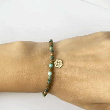 Bratara turcoaz african si pandant evil eye - Aur galben de 14K