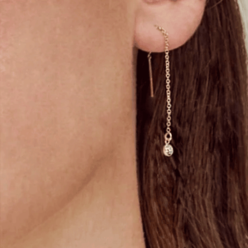 Cercei lungi din aur galben de 14K