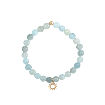 Bratara acvamarin si pandant soare - Aur galben de 14K