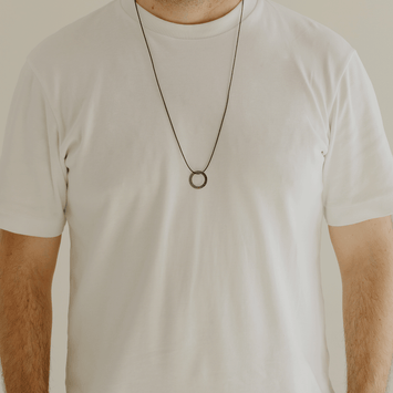 Colier snur pandant rotund - Aur alb 14K