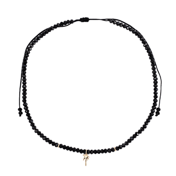 Colier spinel negru si pandant palmier - Aur galben 14K