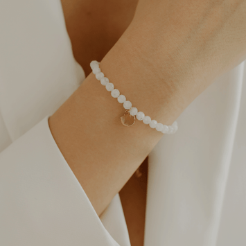 Bratara piatra lunii si pandant scoica - Aur galben de 14K