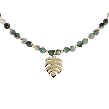 Colier smarald si pandant - Aur galben de 14K