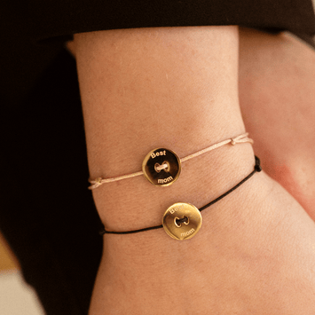 Bratara din aur galben de 14K si pandant best mom