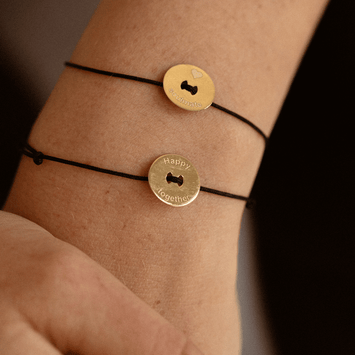 Bratara din aur galben de 14K si pandant happy together