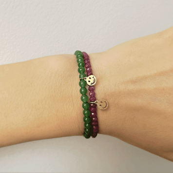 Bratara rubin si pandant smiling face - Aur galben de 14K