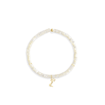 Bratara mother of pearl pandant mama si copilul - Aur galben de 14K