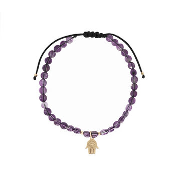 Bratara din aur galben de 14K cu pandant si ametist