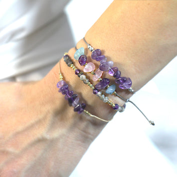 Bratara din aur galben de 14K si ametist