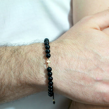 Bratara din aur galben de 14K si onix