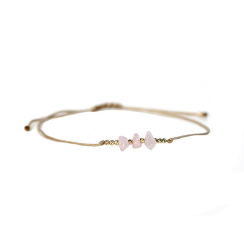 Bratara din aur galben de 14K si cuart roz