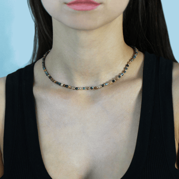 Colier din snur si turcoaz african - Aur galben de 14K