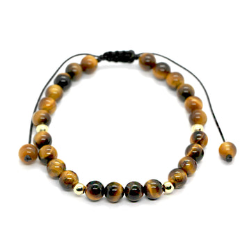 Bratara din aur galben de 14K si ochi de tigru