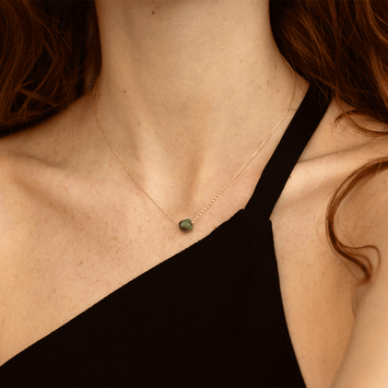 Colier din aur galben 14K si jad