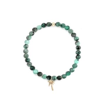 Bratara smarald si pandant palmier - Aur galben de 14K