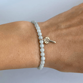 Bratara acvamarin si pandant cheie love - Aur galben de 14K