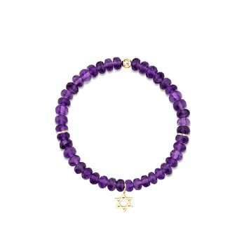 Bratara ametist si pandant stea - Aur galben de 14K