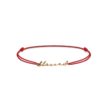 Bratara snur rosu si pandant blessed  - Aur galben de 14K