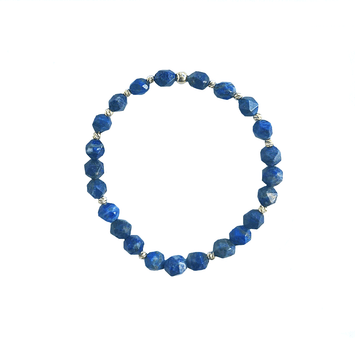 Bratara lapis lazuli si bilute - Aur galben de 14K