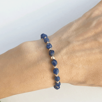 Bratara lapis lazuli si bilute - Aur galben de 14K