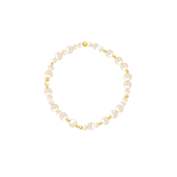 Bratara cu perle de cultura si bilute - Aur galben de 14K