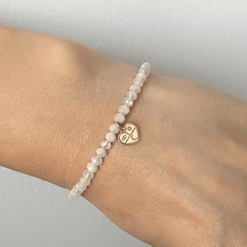 Bratara piatra lunii si pandant inima cu simboluri - Aur galben de 14K