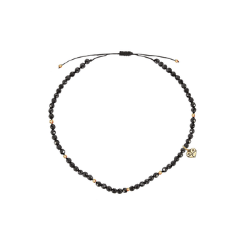 Bratara glezna turmalina neagra si pandant inima cu simboluri - Aur galben de 14K