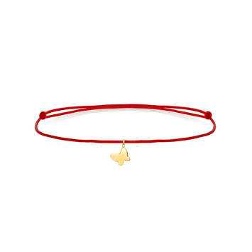 Bratara snur rosu si pandant fluture - Aur galben de 14K