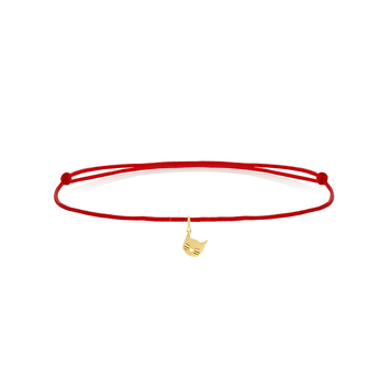 Bratara snur rosu si pandant pisica - Aur galben de 14K