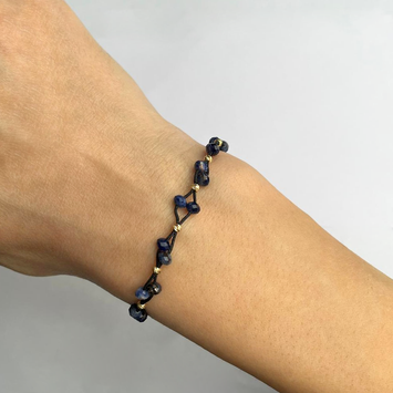 Bratara din snur si sodalit - Aur galben de 14K