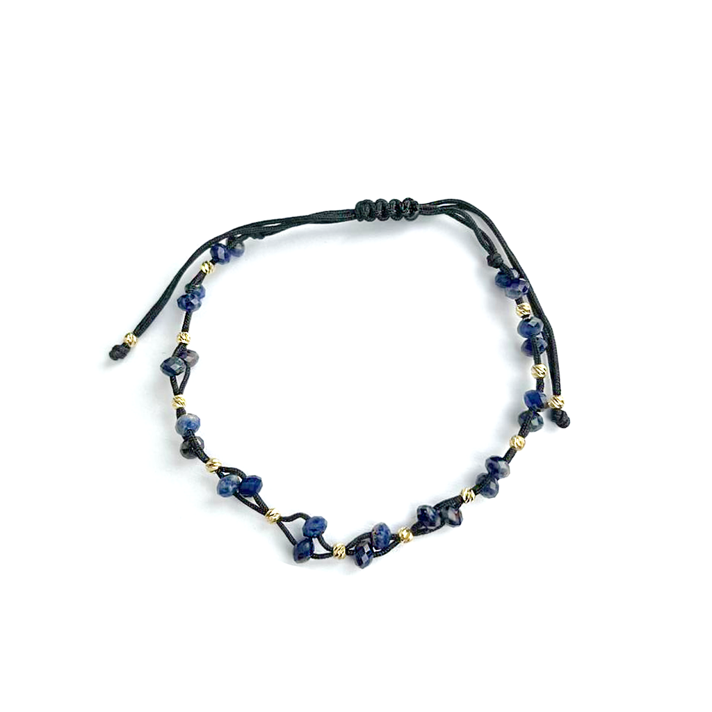 Bratara din snur si sodalit - Aur galben de 14K