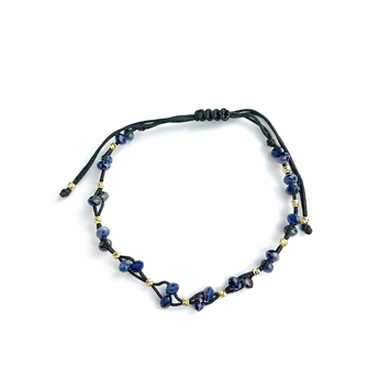 Bratara din snur si sodalit - Aur galben de 14K