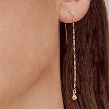 Cercei lungi din aur galben de 14K