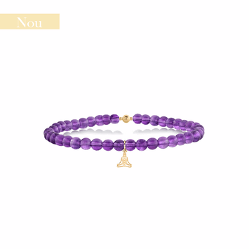 Bratara ametist si pandant chakra - Aur galben de 14K