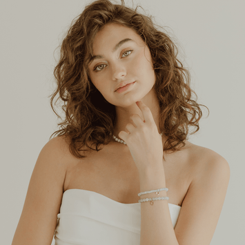 Bratara acvamarin si pandant potcoava - Aur galben de 14K