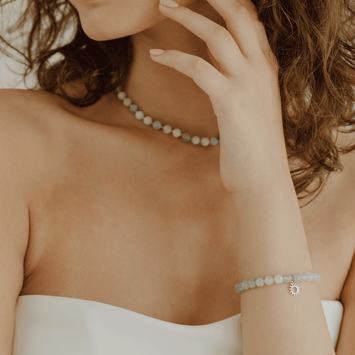 Bratara acvamarin si pandant soare - Aur galben de 14K