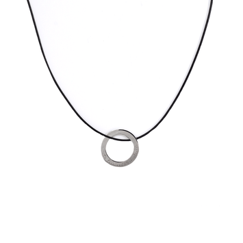 Colier snur pandant rotund - Aur alb 14K