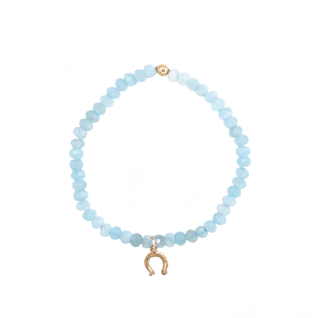 Bratara acvamarin si pandant potcoava - Aur galben de 14K