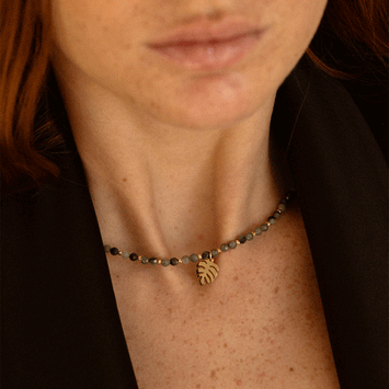 Colier smarald si pandant - Aur galben de 14K