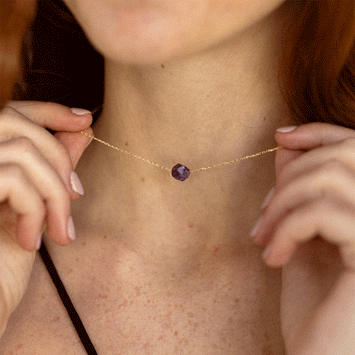 Colier din aur galben 14K si ametist