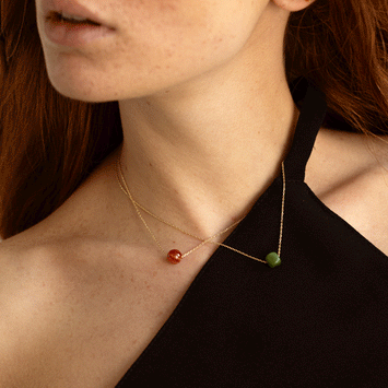 Colier din aur galben 14K si carneol