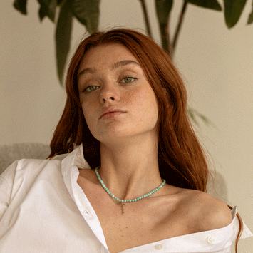 Colier din aur galben de 14K si amazonit