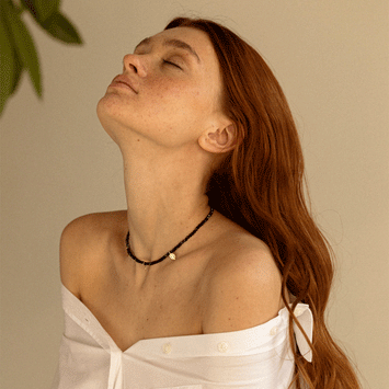 Colier hematit si pandante - Aur galben de 14K