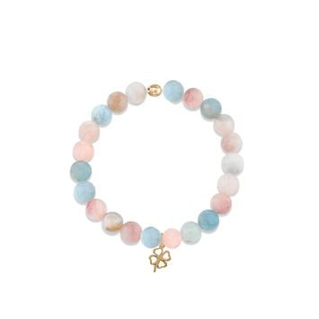 Bratara morganit si trifoi - Aur galben de 14K