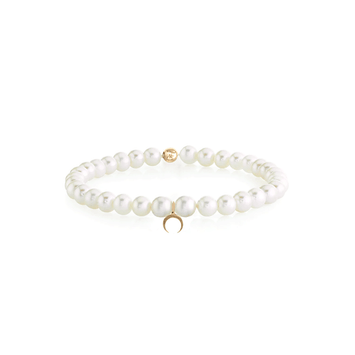 Bratara cu perle de cultura si pandant semiluna - Aur galben de 14K