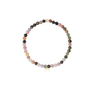 Bratara turmalina si pandant semiluna - Aur galben de 14K